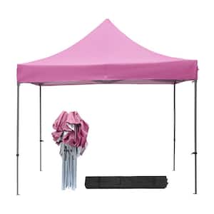 10 ft. x 10 ft. Pink Patio Canopy Tent, Pop-Up Canopy Tent Portable Shade Instant Folding Canopy with Carrying Bag