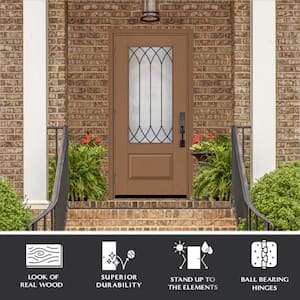 Regency 36 in. x 80 in. Universal Handing 3/4 Lite Spire Decorative Glass Unfinished White Fiberglass Front Door Slab