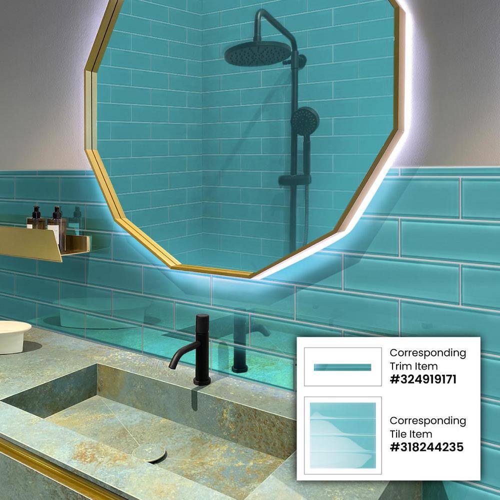 Turkish Blue 3x12 Polished Glass Subway Tile for Kitchen and Bathroom