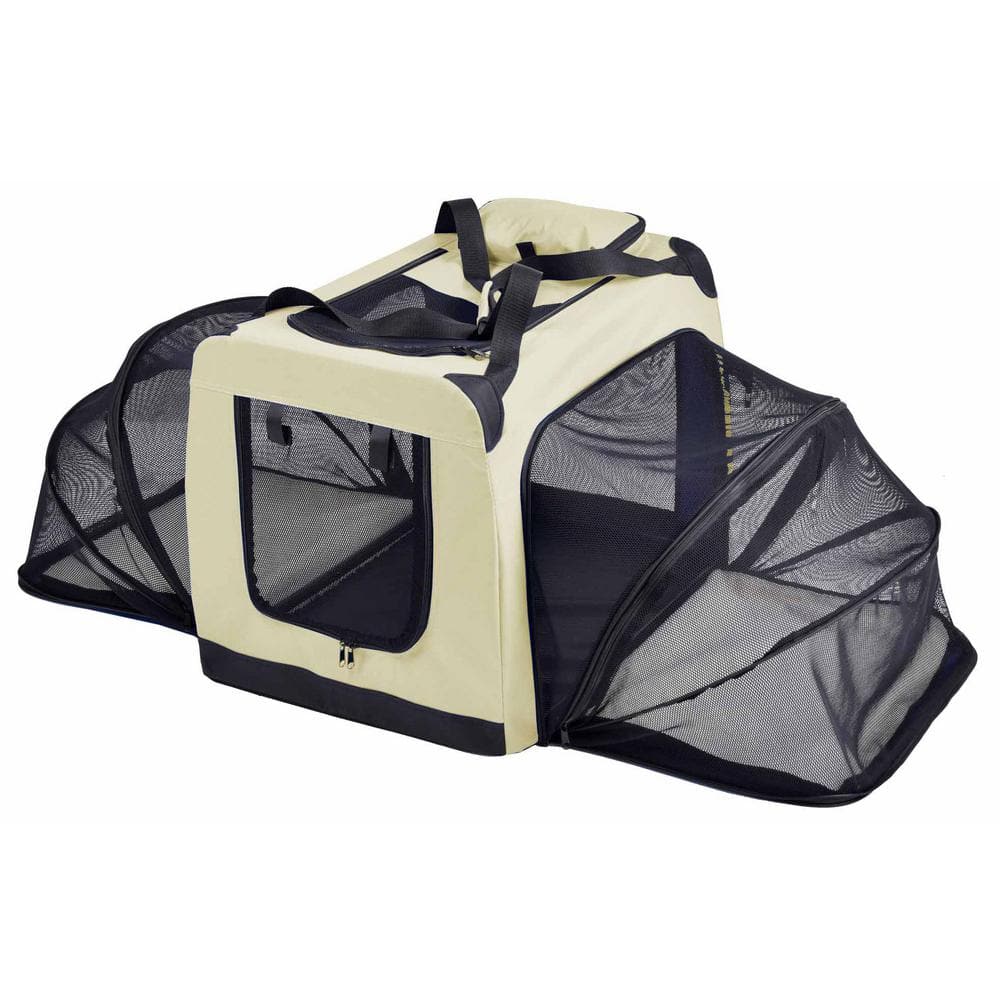 Medium Blue Nylon Soft-Sided Expandable Pet Crate