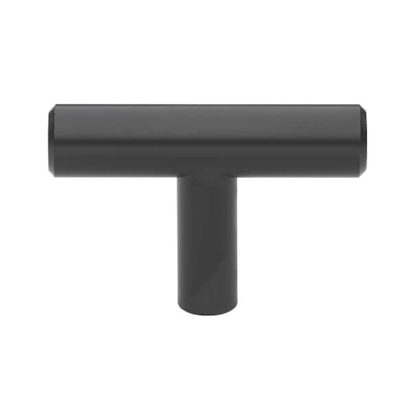 GlideRite 2 in. Matte Black Solid T-Bar Cabinet Handle Drawer Knobs (10-Pack)