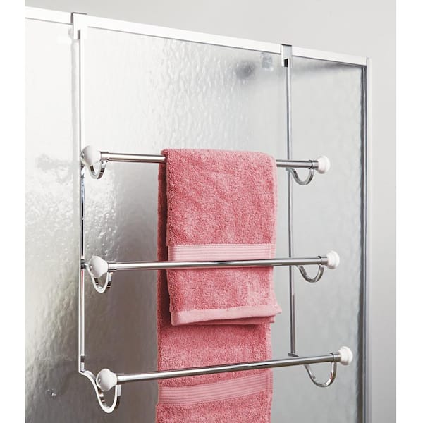 iDesign York Over the Shower Door Towel Rack for Bathroom 1.5 x 7 x 22.8 