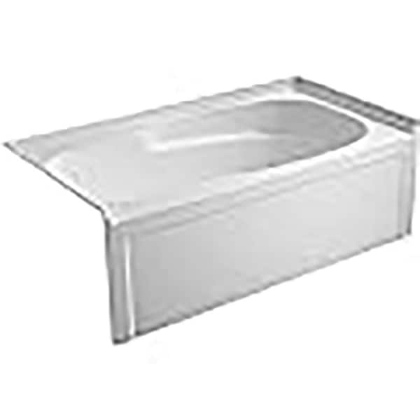 NTQ 60 in. x 32 in. Rectangular Alcove Soaking Bathtub Acrylic Bathroom Soaking Bath Tub with Left Drain in White