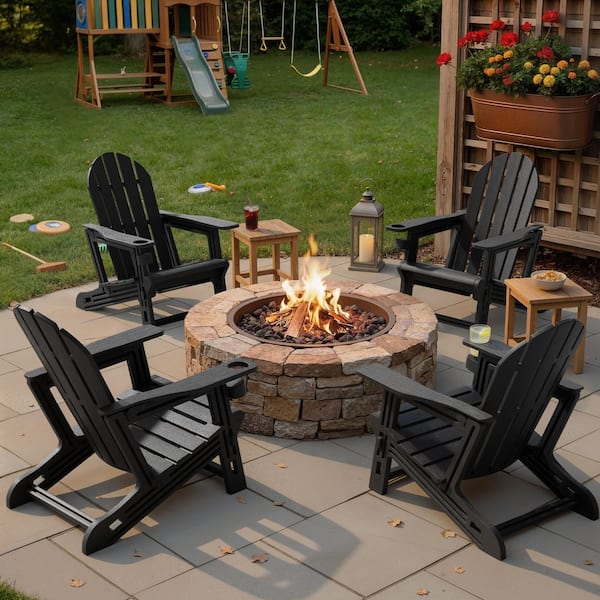 Pellebant 4-Piece Outdoor Black All-Weather HDPE Plastic