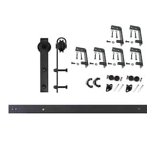 8 ft./96 in. Black Rustic Ceiling Mount Non-Bypass Sliding Barn Door Track and Hardware Kit for Single Door