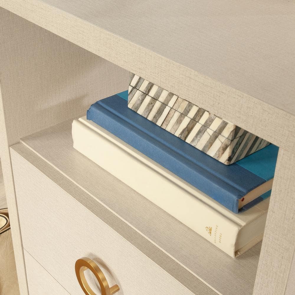 White Wood L-Shaped Corner Desk with Drawer and Filing Cabinet