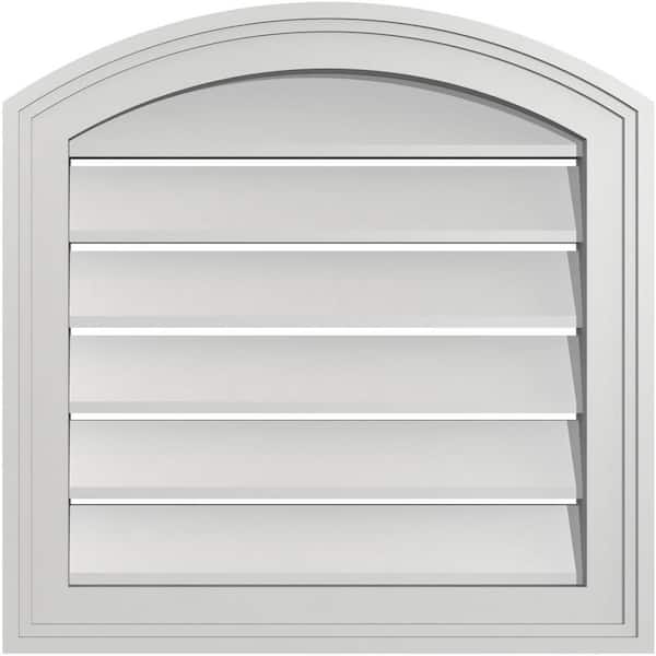 Ekena Millwork 18 in. x 42 in. Arch Top Surface Mount PVC Gable Vent: Decorative with Brickmould Frame