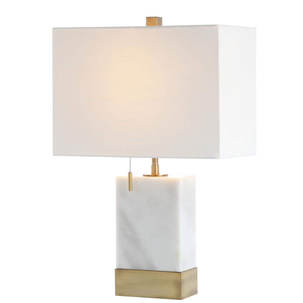 Office College Dorm JONATHAN Y JYL5022A Adams 23 Marble LED Table Lamp Contemporary,Transitional,Modern,Glam for Bedroom Coffee Table Living Room Bookcase White/Brass 