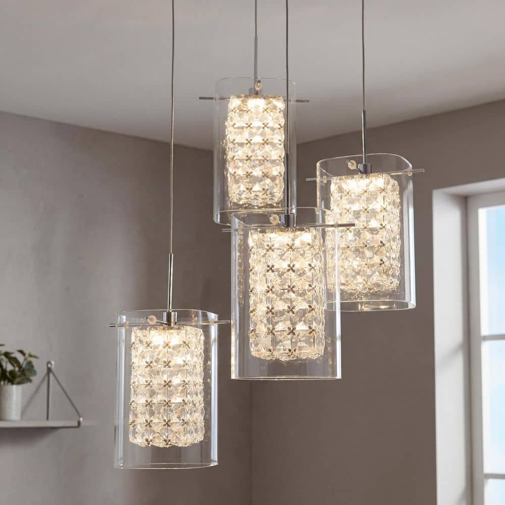 Artika Crystal Cube 17-Watt 4-Light Modern Chrome Integrated LED