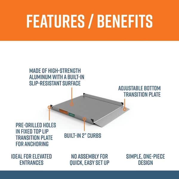 GATEWAY 3G 4 ft. Aluminum Solid Surface Wheelchair Ramp