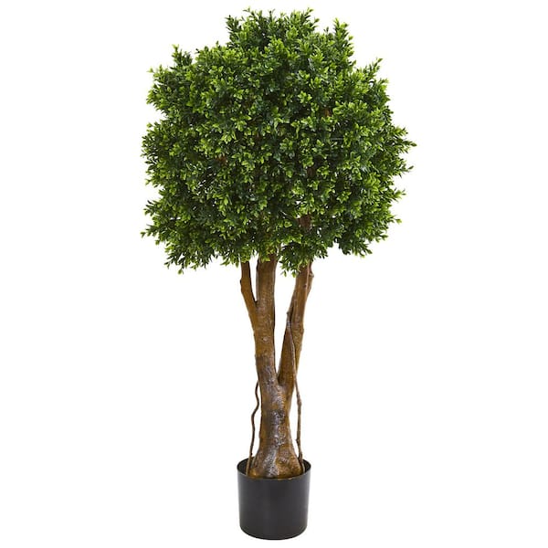Nearly Natural Indoor/Outdoor 46 In. Boxwood Artificial Topiary Tree UV Resistant
