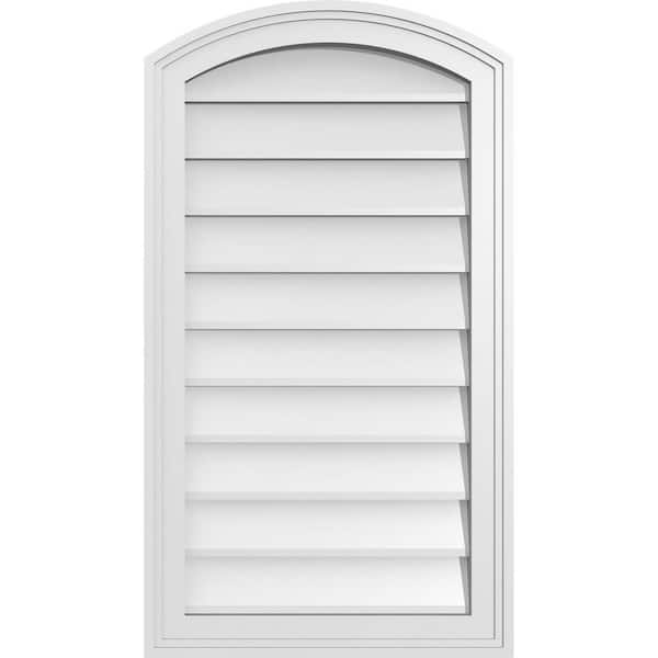 Ekena Millwork 18" x 32" Arch Top Surface Mount PVC Gable Vent: Functional with Brickmould Frame