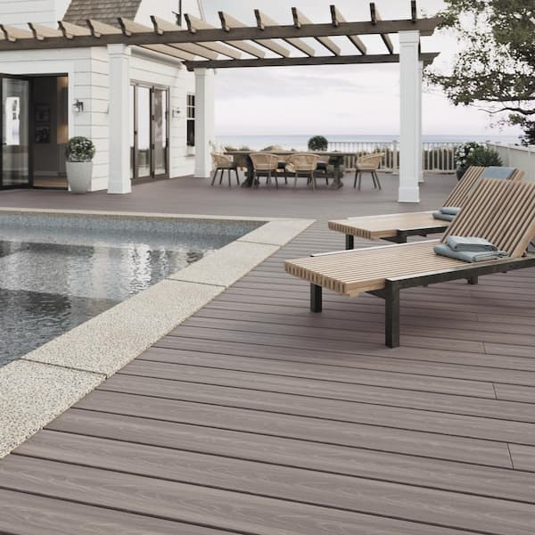 Fiberon ArmorGuard 15/16 in. x 5-1/4 in. x 20 ft. Coastal Gray Grooved Edge Capped Composite Decking Board