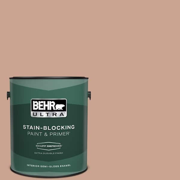 BEHR ULTRA 1 gal. #220F-4 Sombrero Tan Extra Durable Semi-Gloss Enamel Interior Paint & Primer