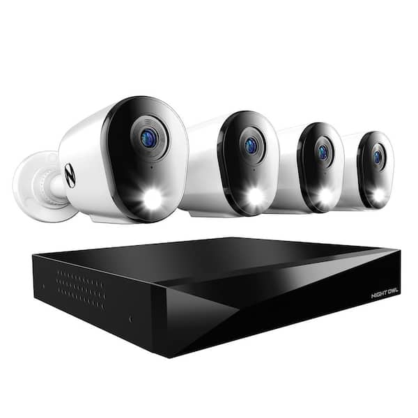 Night Owl 12-Channel (8 Wired 4 Wi-Fi) 2K 2 TB DVR Security Camera System with 4-Wired 2K 2-Way Audio Deterrence Spotlight Cameras