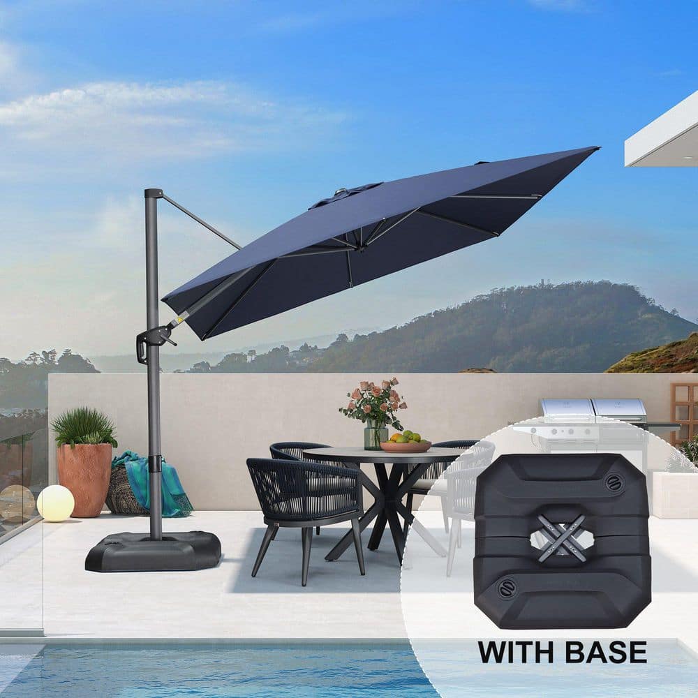 PURPLE LEAF 9 ft. Square Aluminum Outdoor Cantilever Patio