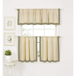 Sage Border Rod Pocket Room Darkening Curtain - 30 in. W x 24 in. L (Set of 2)