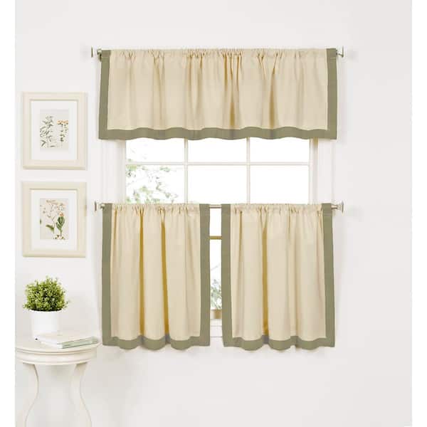 Elrene Sage Border Rod Pocket Room Darkening Curtain - 30 in. W x 24 in. L (Set of 2)