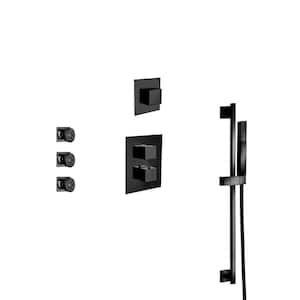 Quadro 3-Spray Wall Bar Shower Kit with Handshower and Body Jets in Matte Black