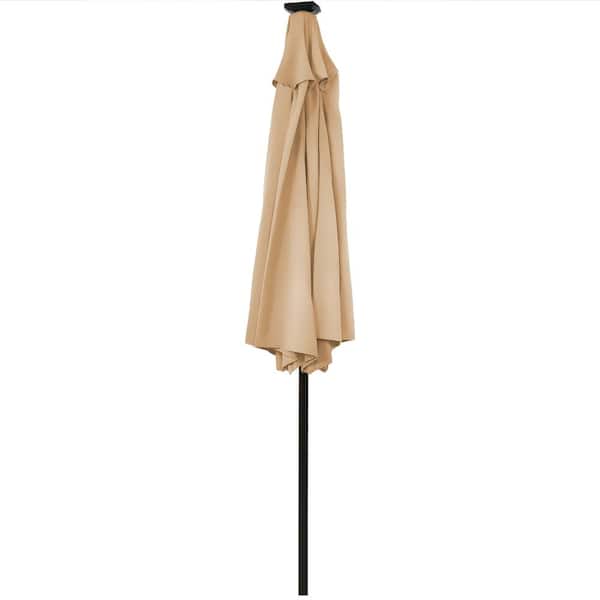 Costway 9 ft. Metal Market Solar Tilt Patio Umbrella in Beige
