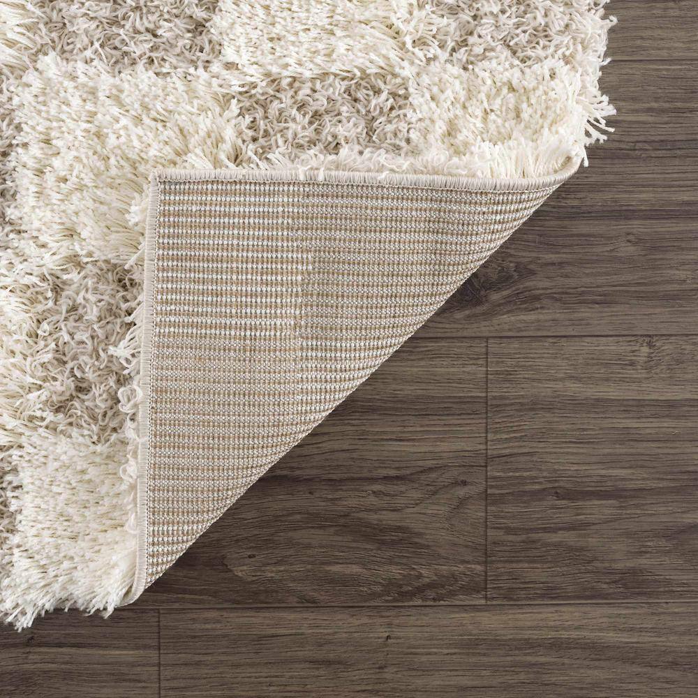 Light Brown Geometric Shag Runner Rug 2'7" x 7'3"