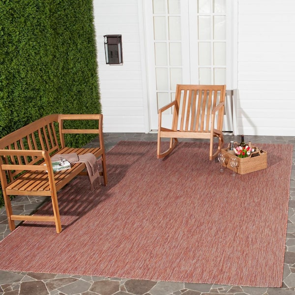 Courtyard Red/Red 8 ft. x 10 ft. Dotted Diamond Indoor/Outdoor Area Rug