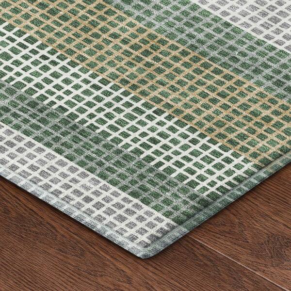 Mayfield Premium Machine Washable Abstract AMF2530 Basil 9 ft. x 12 ft. Area Rug