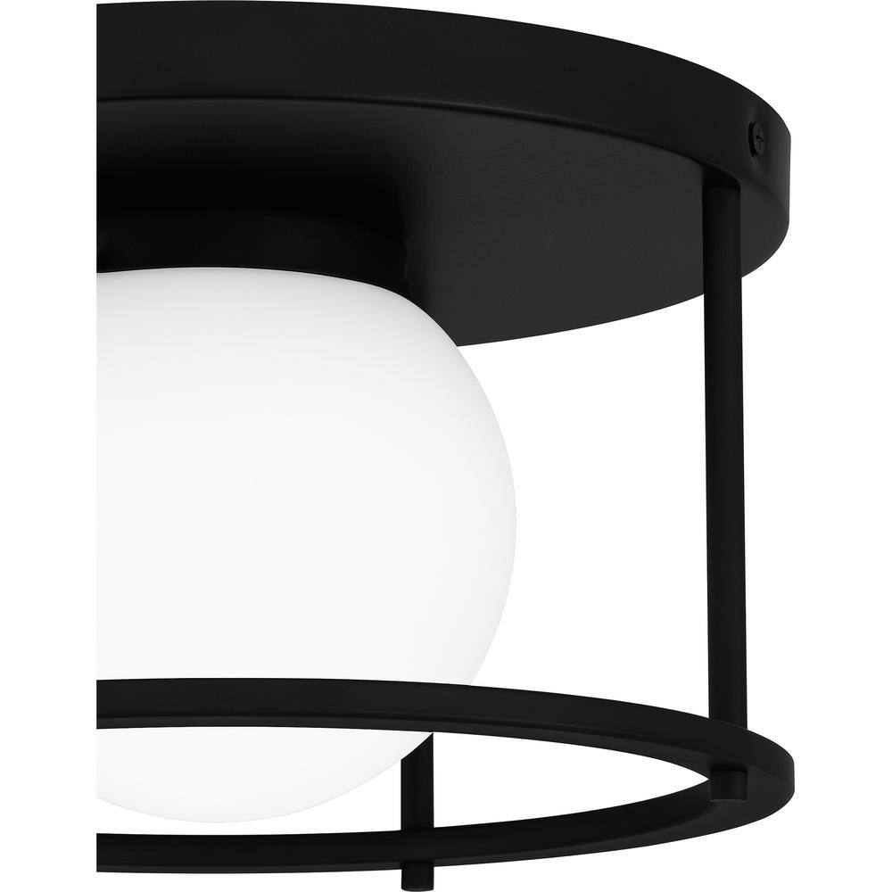 Matte Black Glass 10" Modern Flush Mount Light
