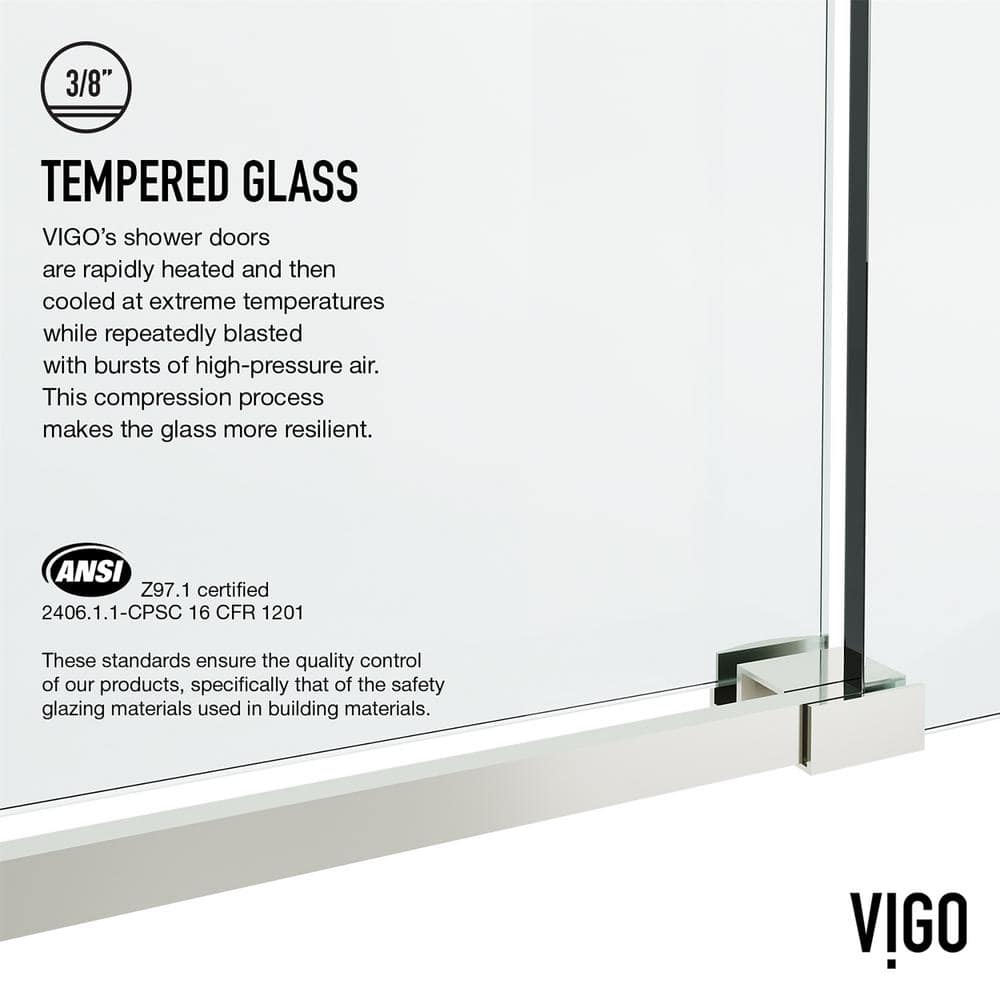 Elan Hart Frameless Sliding Shower Door with Clear Tempered Glass