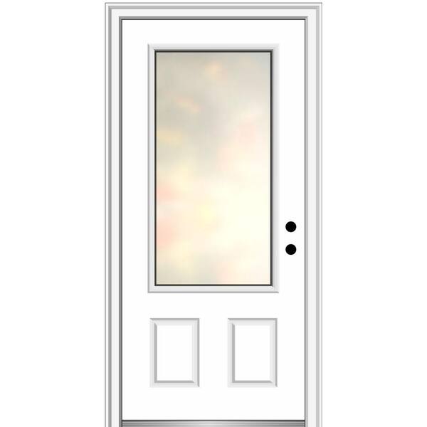 MMI Door Blanca 36 in. x 80 in. Left-Hand Inswing 3/4 Lite 2-Panel Primed Fiberglass Prehung Front Door with 6-9/16 in. Frame