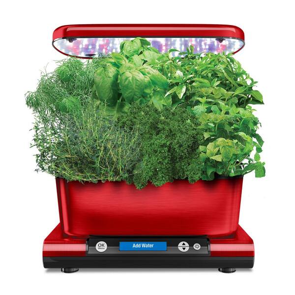 AeroGarden Harvest Elite with Gourmet Herb Seed Pod Kit in Red Stainless