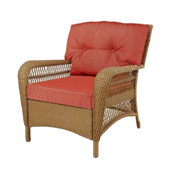 Hampton Bay Charlottetown Quarry Red Outdoor Chair Replacement Cushion 89 95601 The Home Depot - Martha Stewart Outdoor Furniture Cushion Covers