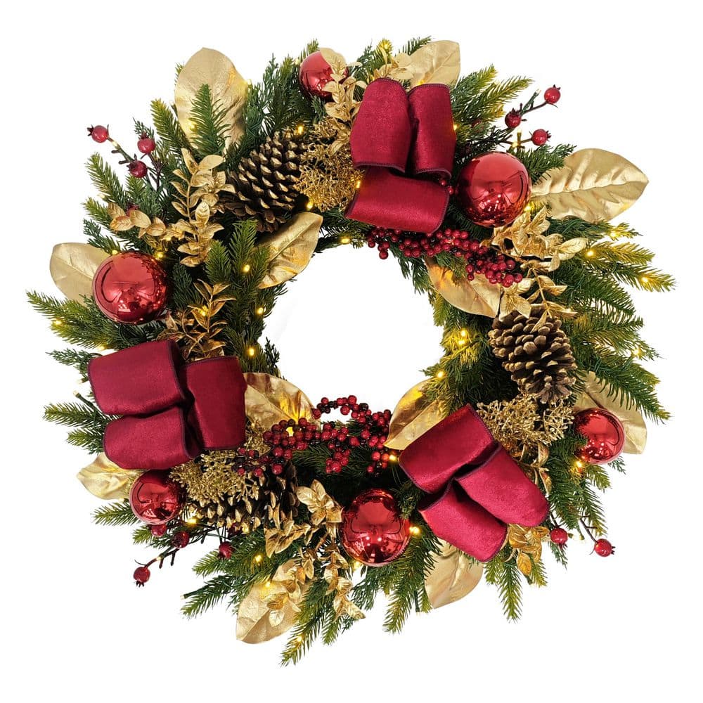 Puleo Internatioanl 26 in. Pre-Lit Artificial Adorned Christmas Wreath price history on PriceWatchPro