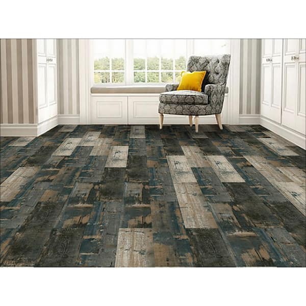 Deco Products Colors Glue Down Floor and Wall DIY Old Navy Ocean Aged 6 in. 36 in. Multi-Tonal Luxury Vinyl Plank (30 Sq. ft. / CASE)