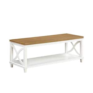Florence 47 in. Driftwood/White Standard Rectangle Wood Coffee Table Shelf
