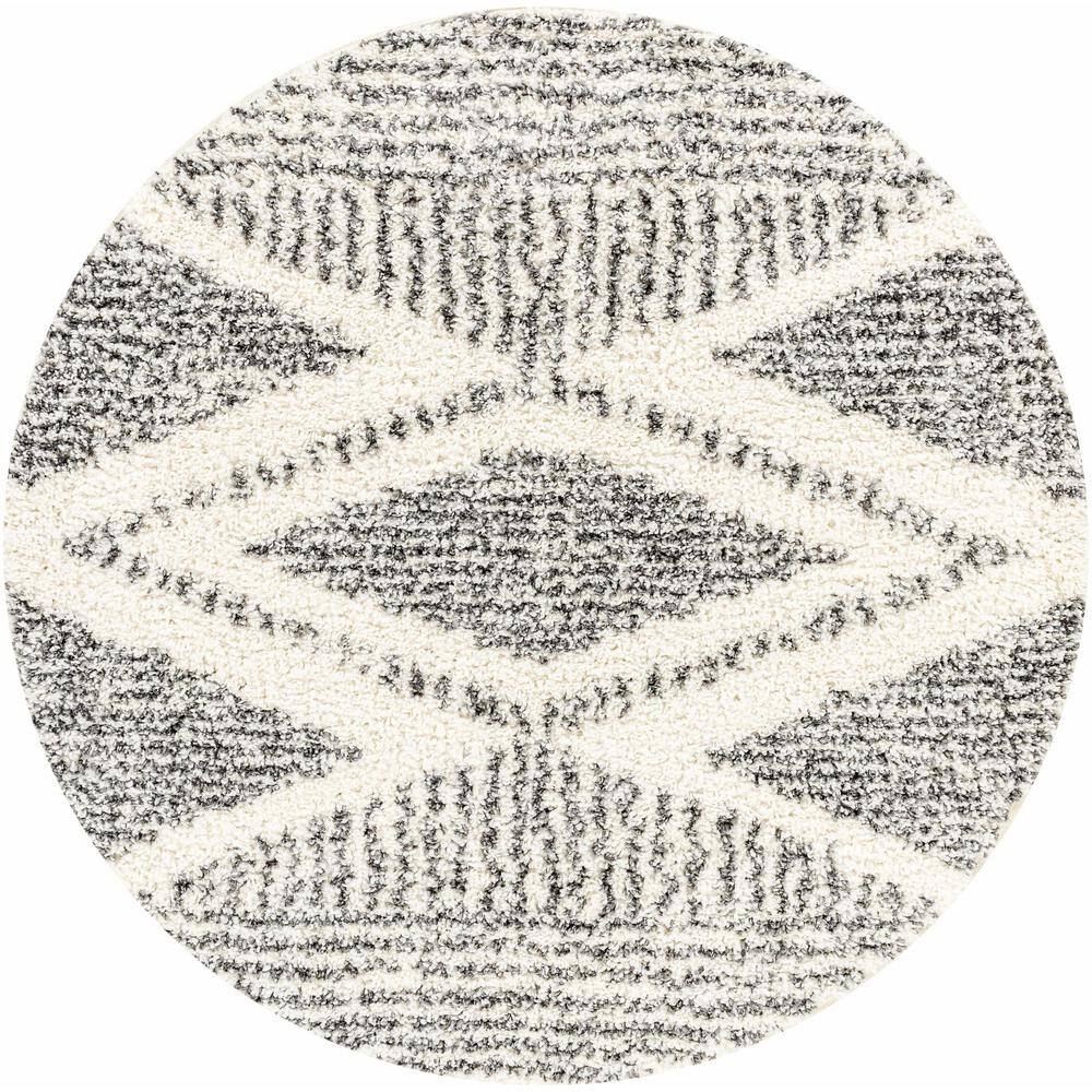 Gray and Cream Rectangular Tufted Shag Area Rug 5'3" x 7'3"