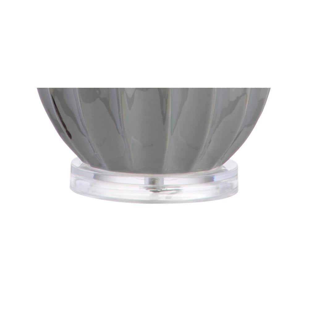 Gray 24.5" Ceramic LED Table Lamp with Drum Shade