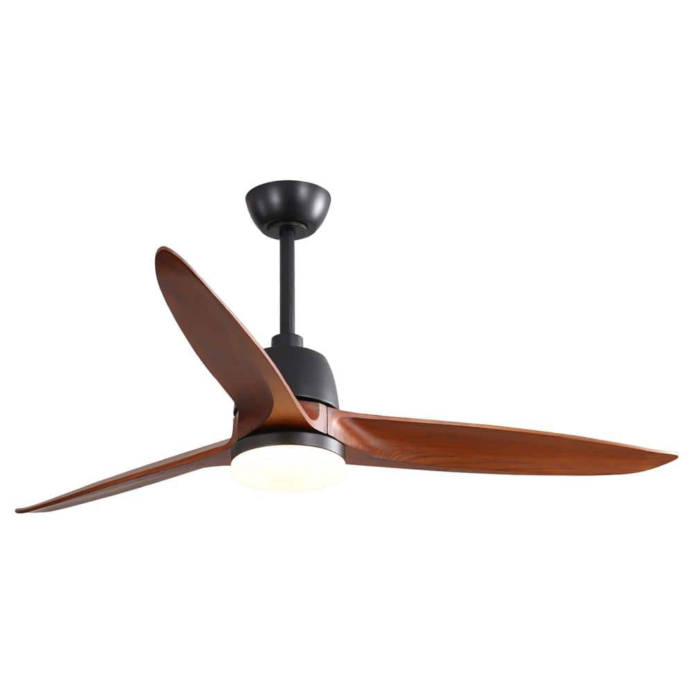 56 in. Smart Indoor Black Ceiling Fan with LED Light and Remote Control 3-C