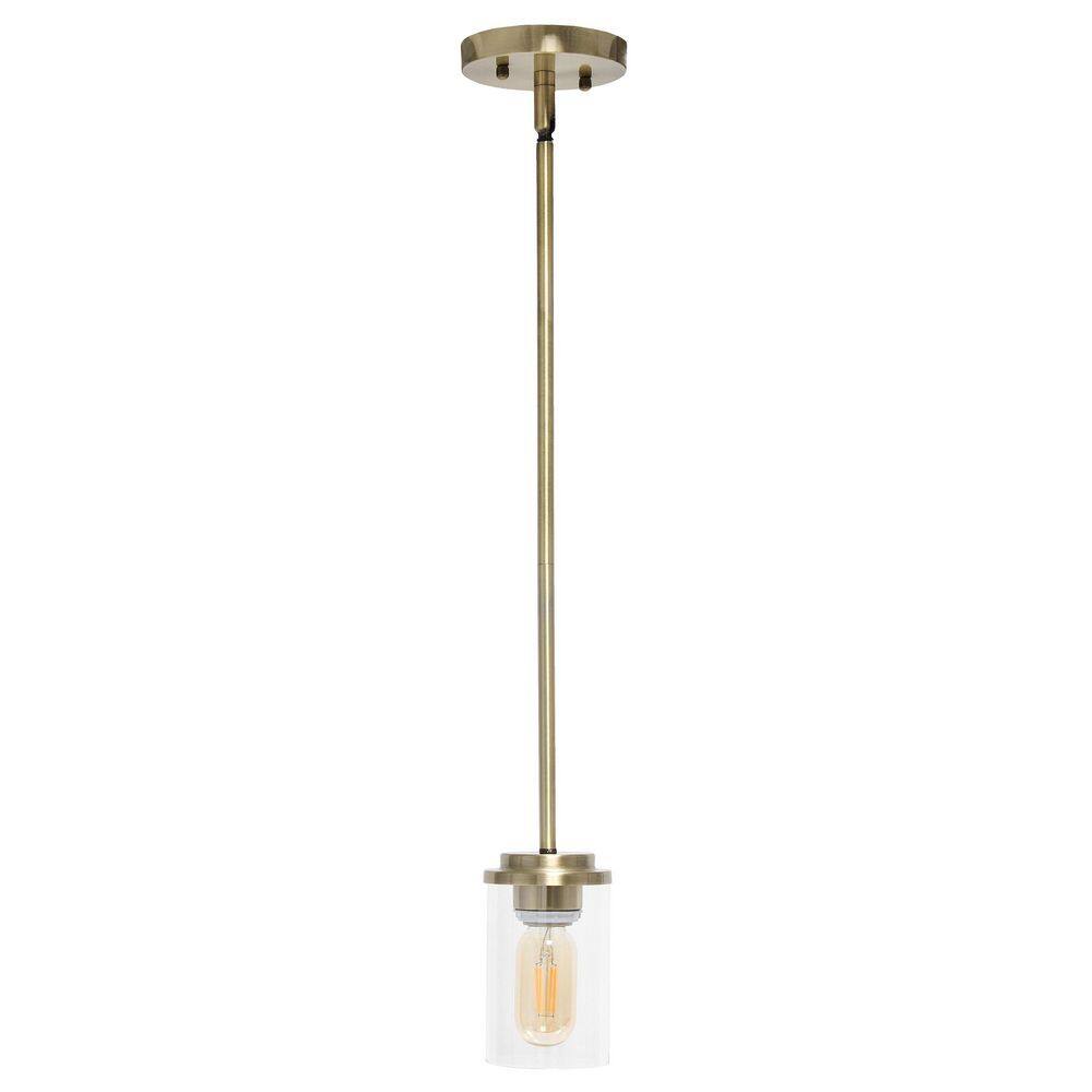 Elegant Farmhouse 53" Antique Brass & Clear Glass Pendant Light