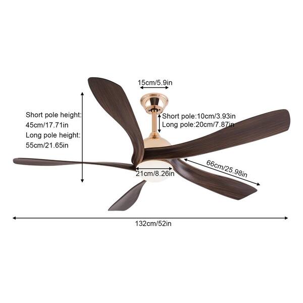OUKANING 52 in. Indoor Gold amd Brown Modern 6-Speed