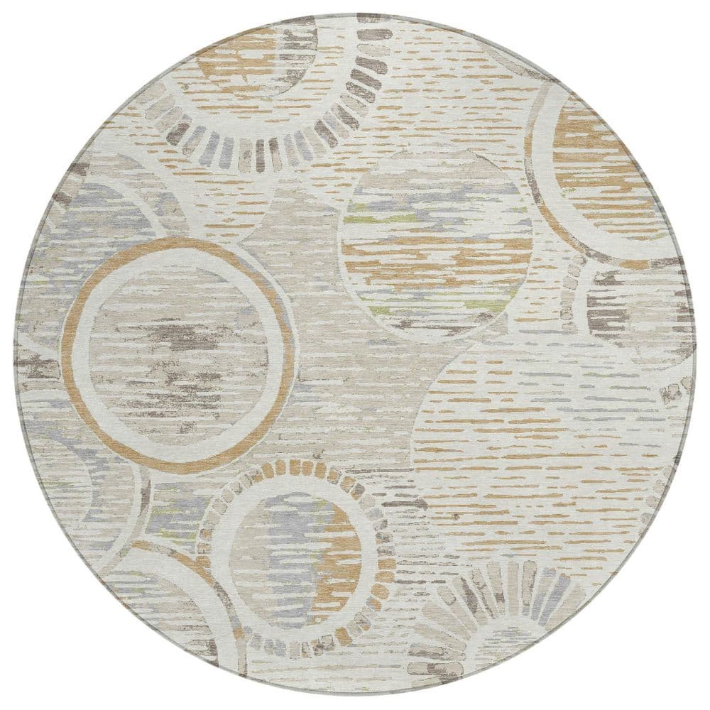Chantille Machine Washable Indoor/Outdoor Abstract ACN2633 Ivory 8 ft. x 8 ft. Round Rug price history on PriceWatchPro