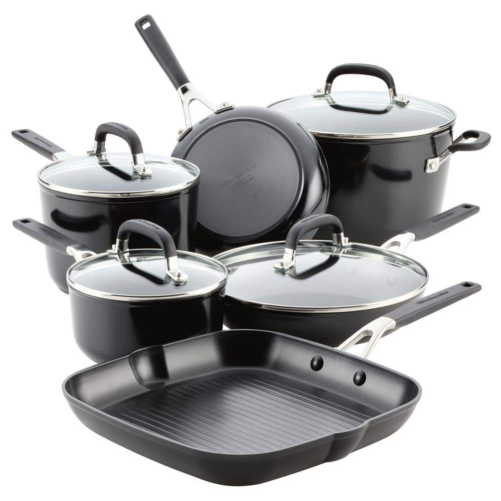 CRAVINGS 10 Piece Hard Anodized Aluminum Nonstick Cookware Set in