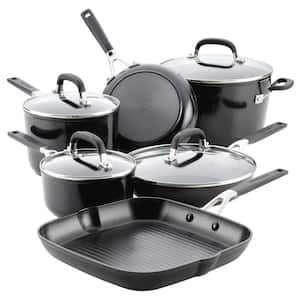 Hard Anodized Nonstick 10 Piece Hard andozed Aluminum Nonstick Cookware Set in Onyx