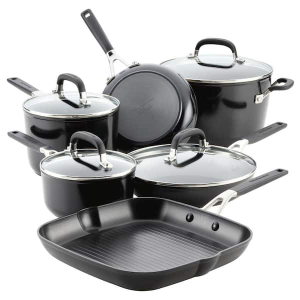 afbreken Laan solo KitchenAid Hard Anodized Nonstick 10 Piece Hard andozed Aluminum Nonstick  Cookware Set in Onyx 84800 - The Home Depot