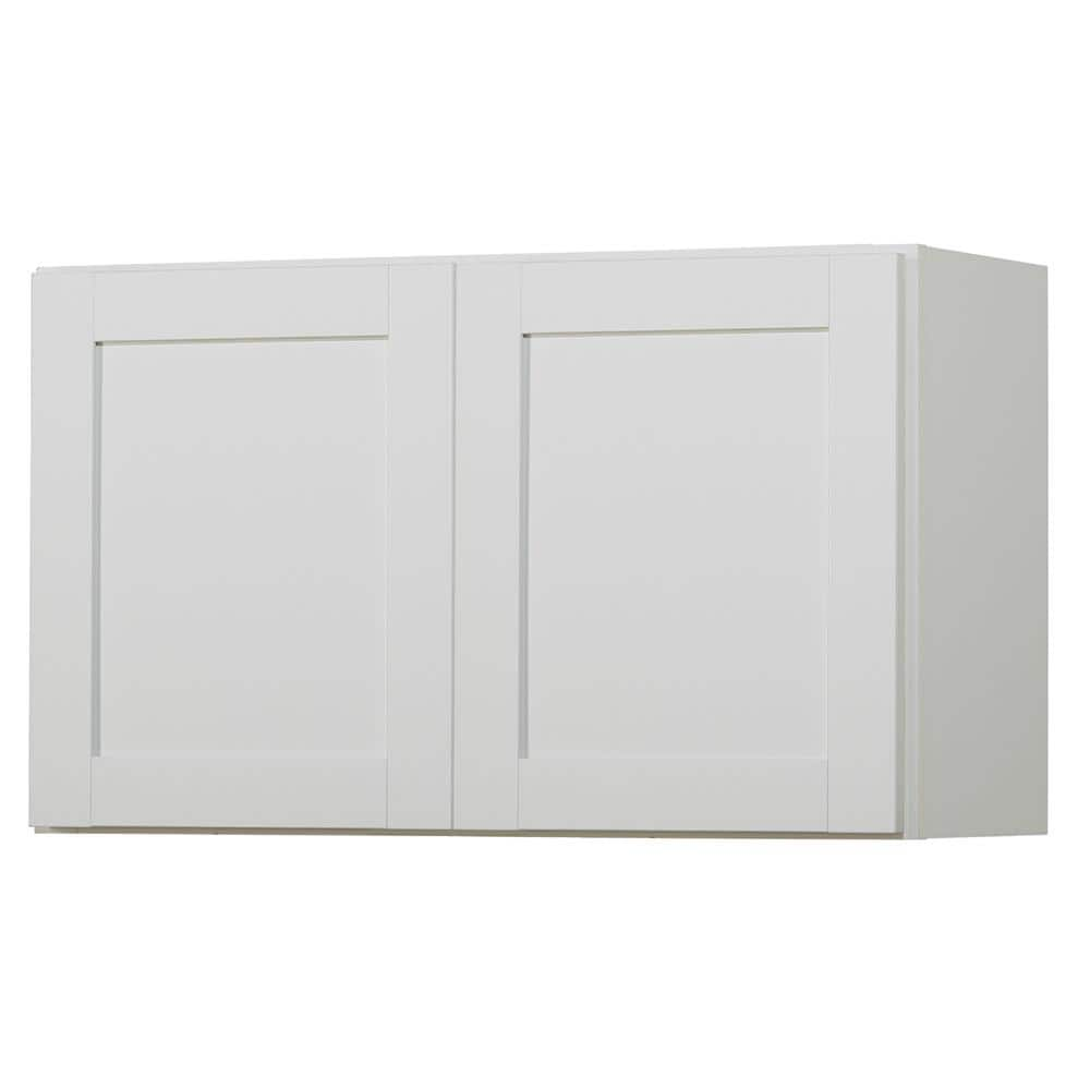 Hampton Bay Westfield Feather White Shaker Stock Assembled Wall Kitchen Cabinet (30 in. W x 12 in. D x 18 in. H)