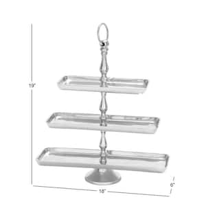 3-Tier Silver Aluminum Decorative Cake Stand