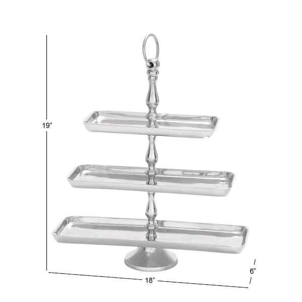 3-Tier Silver Aluminum Decorative Cake Stand