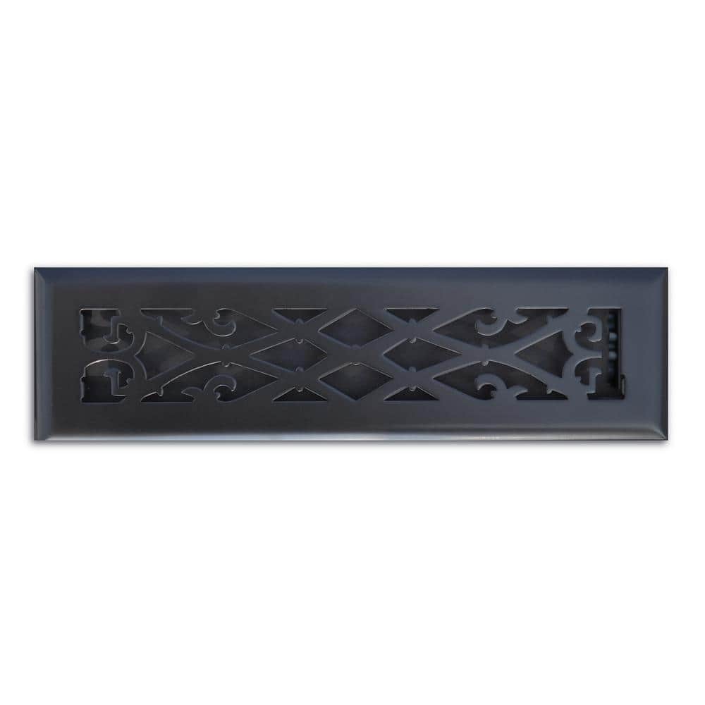 Elegant Scroll 2 in. x 12 in. Steel Floor Register in Matte Black price history on PriceWatchPro