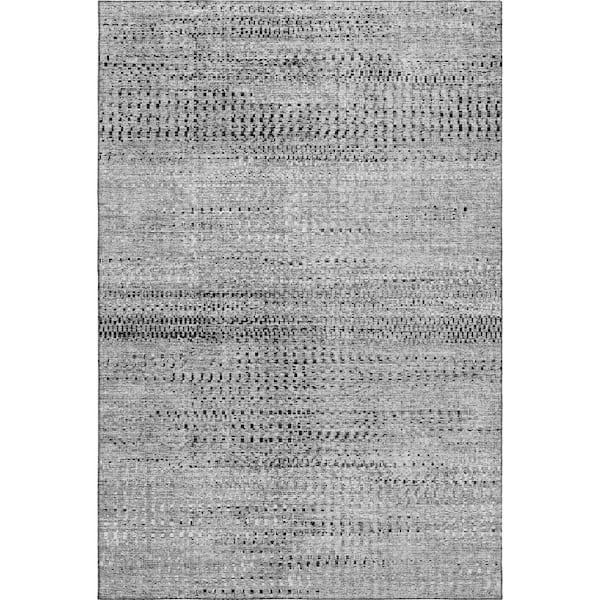 Mayfield Premium Machine Washable Abstract AMF2137 Gray 5 ft. x 7 ft. 6 in. Area Rug
