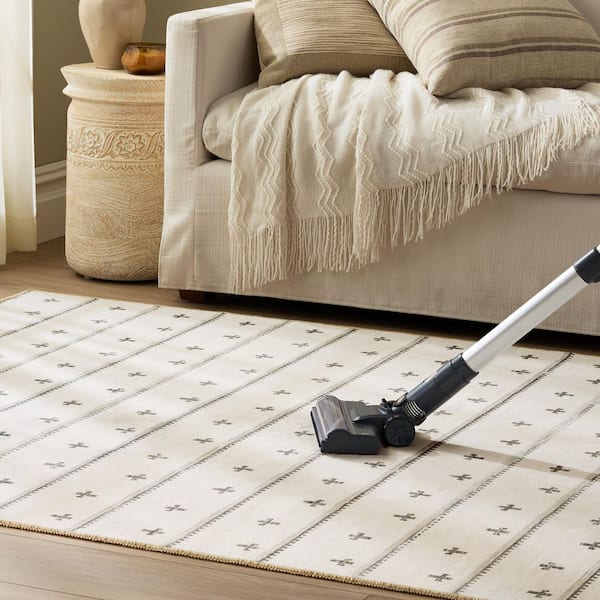 EVERWASH Haven 2 ft. 6 in. x 7 ft. Beige/Brown Scandinavian Stripe Washable Area Rug